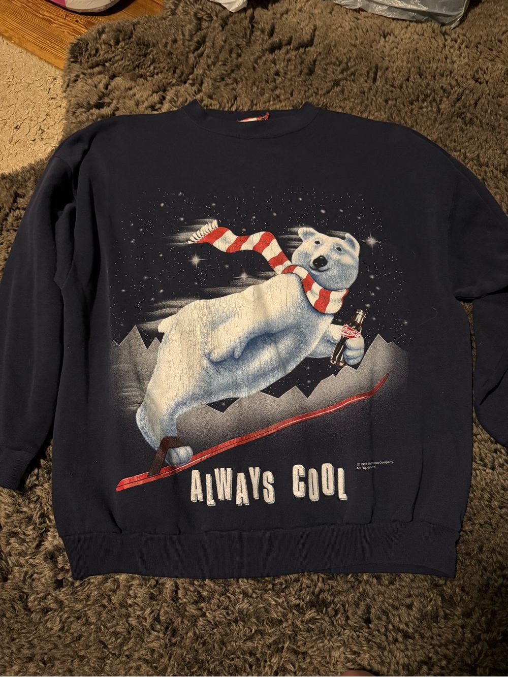 Vintage 90s Coca Cola Navy Crewneck Polar Bear Graphic Sweatshirt